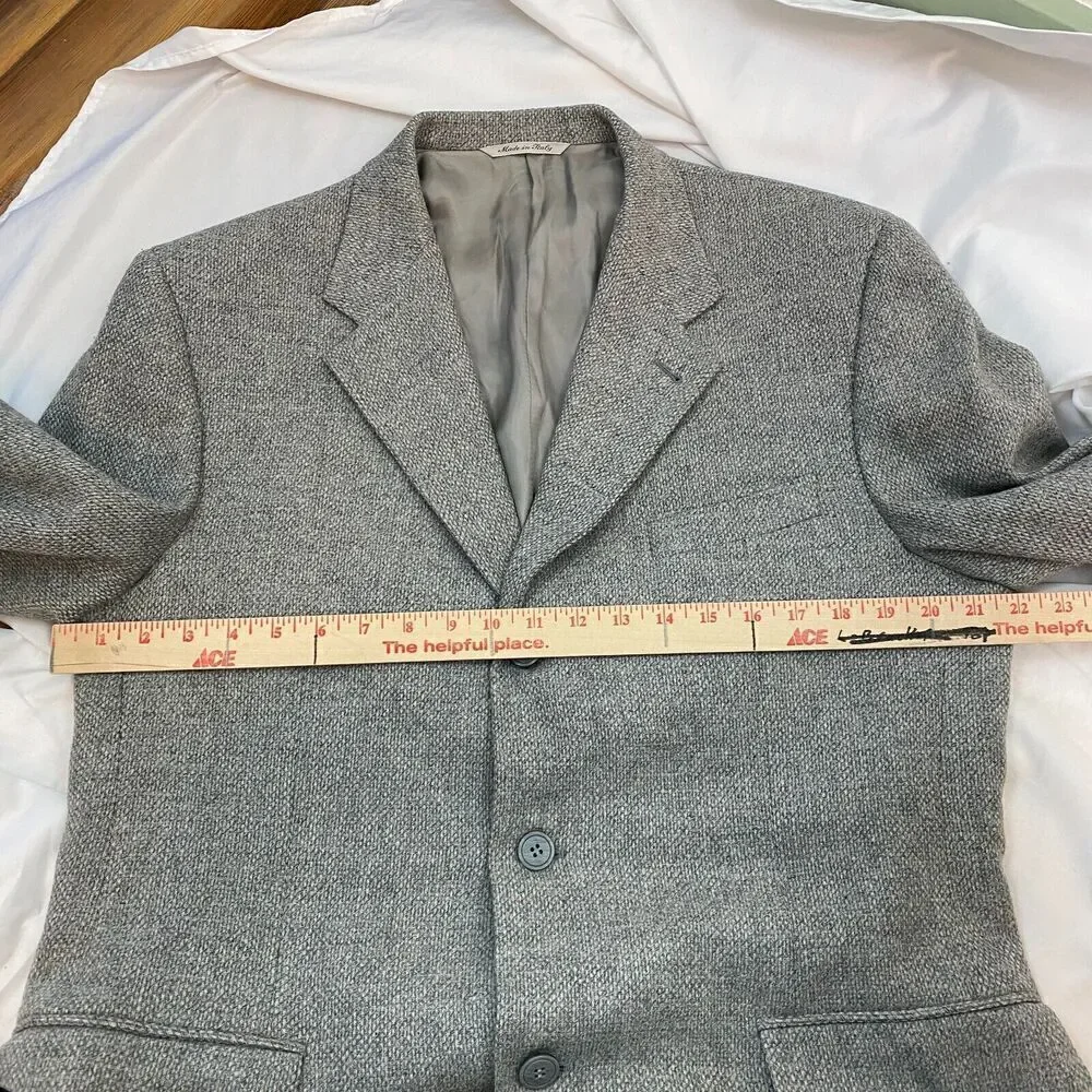 Canali Blazer 52R XXL Gray Check 100% Pure Wool Proposta Made in Italy Jacket